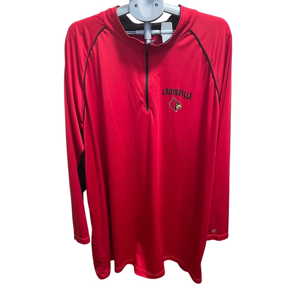 Colosseum Louisville Cardinals Mens 5XLT Red Quarter Zip Pullover NCAA Jacket